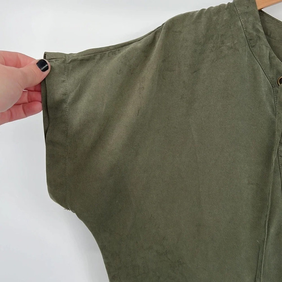 YFB Young Fabulous & Broke Dress Womens Small Green Tencel Mini Short Sleeve - Picture 4 of 12